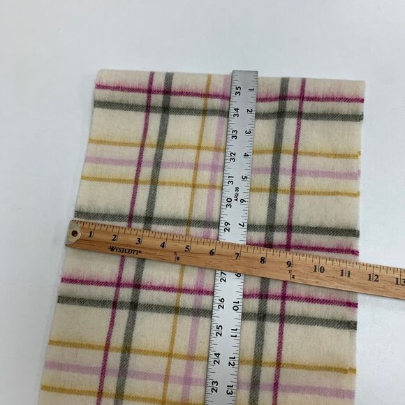 Joules Scarf Womens 72" X 11.5" Beige Berry Fairwell Check Wool Knit Tassel - Picture 12 of 14